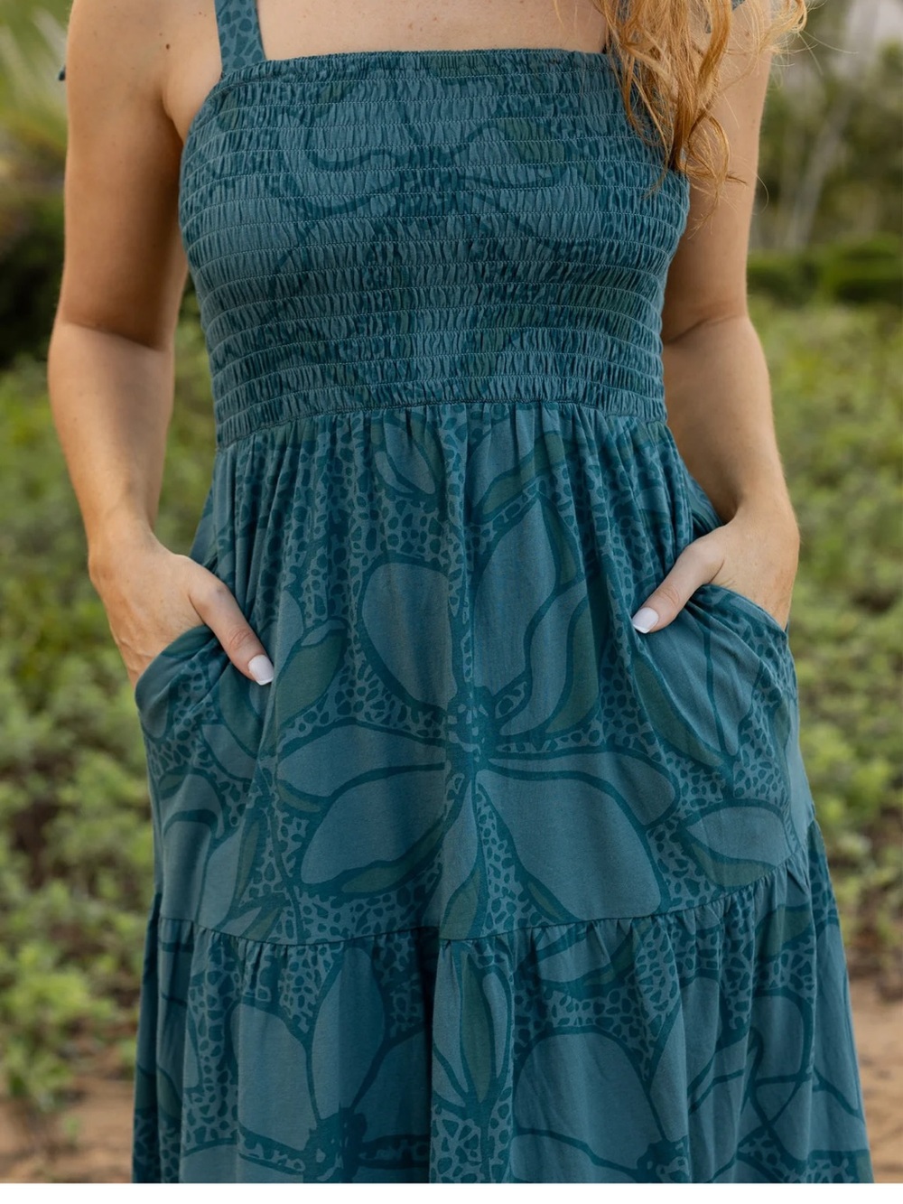 Happy Earth Evie Smocked Dress - Oasis